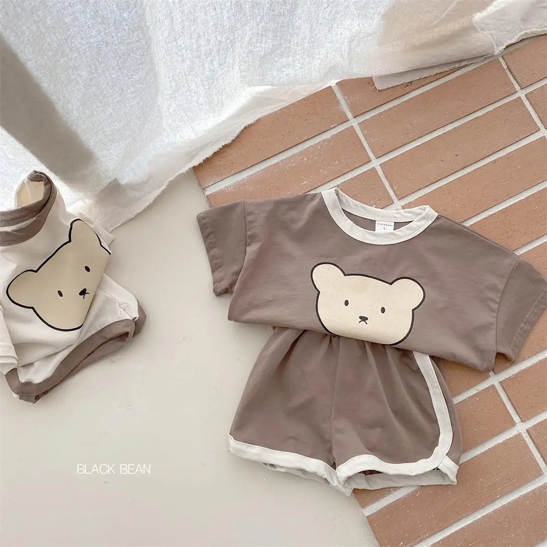 6m-4y Cartoon Bear Baby Outfits Casual Cute Boys And Girls Two Piece Set Summer Kids Clothing Short Sleeved Suits Home Clothes