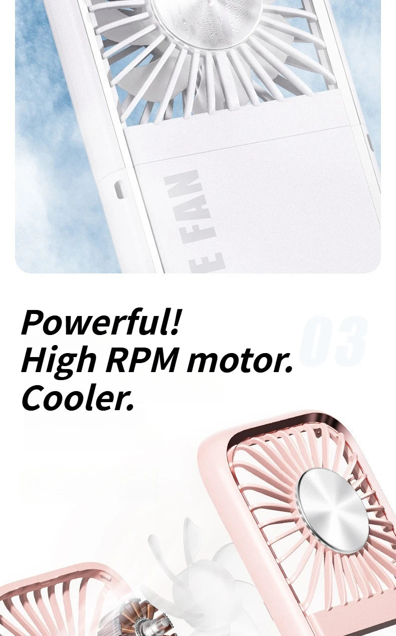 2025 Compact Foldable Fan - Handheld Ice Cooling Fan with Built-In Power Bank for Home, Office, and Dorm