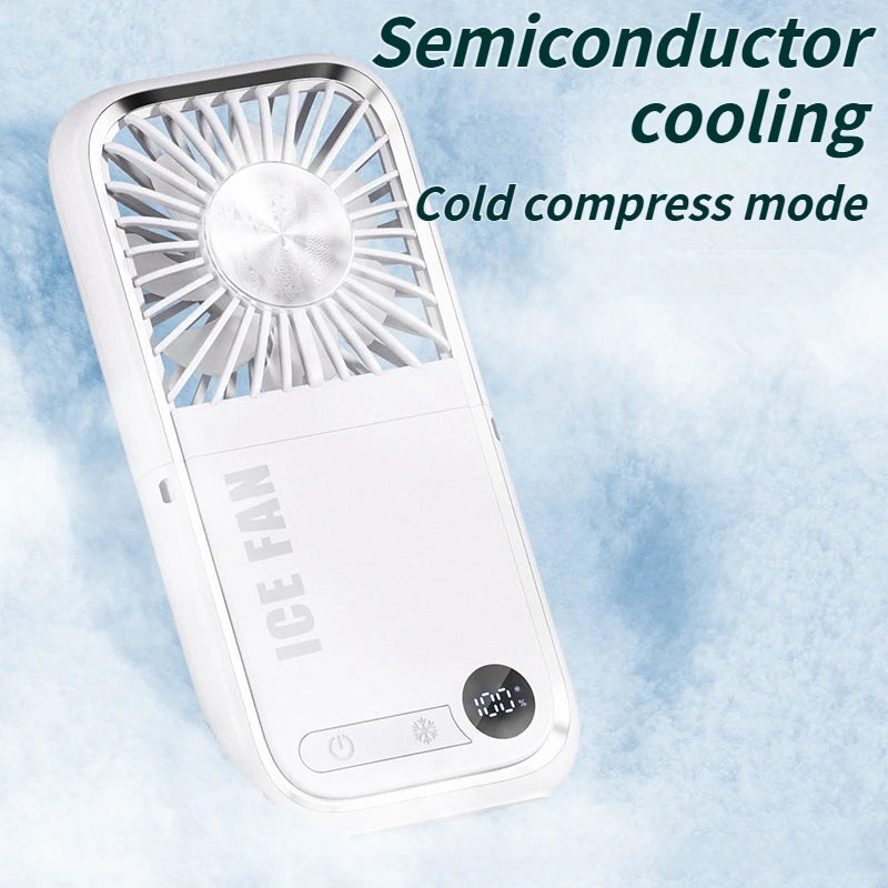 2025 Compact Foldable Fan - Handheld Ice Cooling Fan with Built-In Power Bank for Home, Office, and Dorm