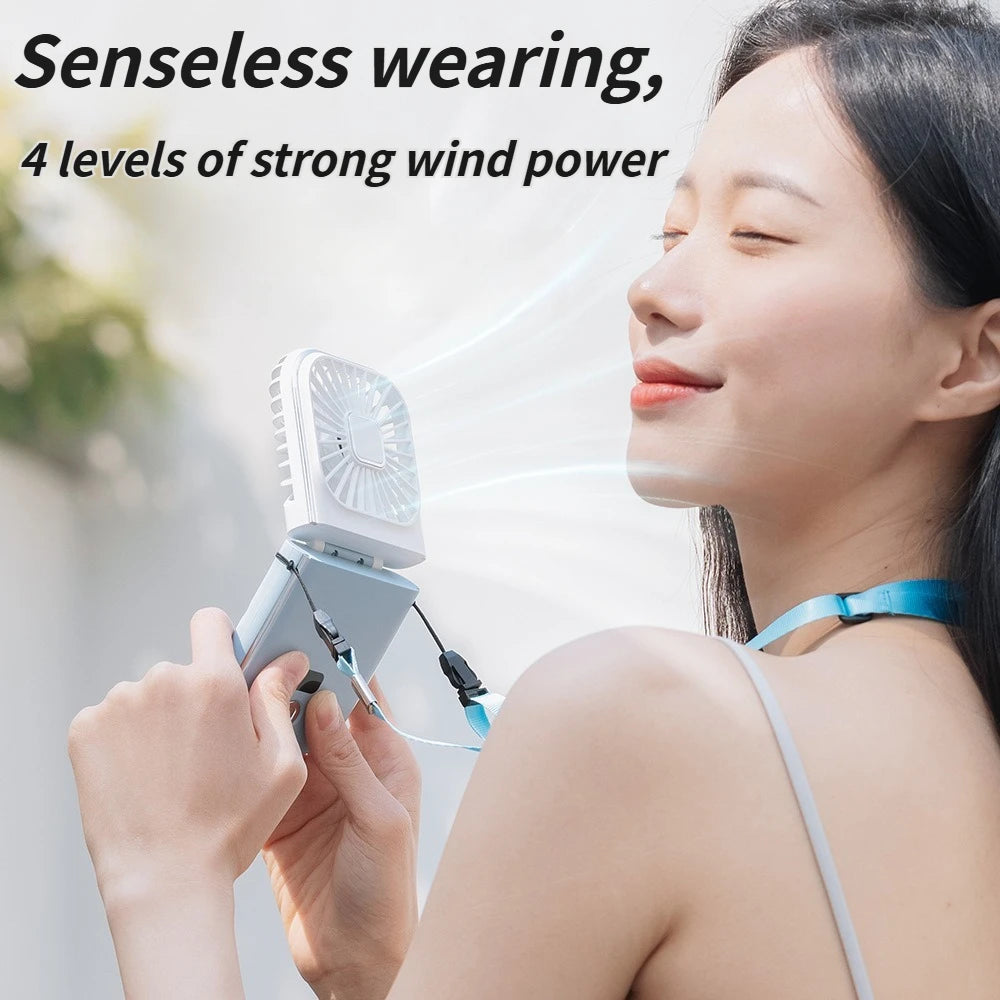 2025 Compact Foldable Fan - Handheld Ice Cooling Fan with Built-In Power Bank for Home, Office, and Dorm