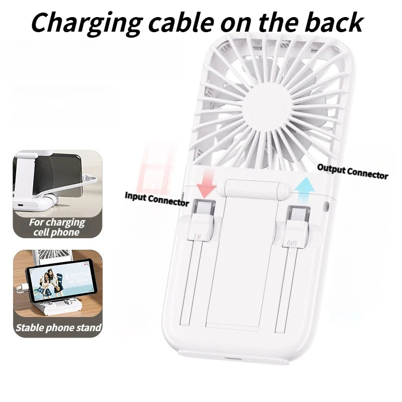 2025 Compact Foldable Fan - Handheld Ice Cooling Fan with Built-In Power Bank for Home, Office, and Dorm