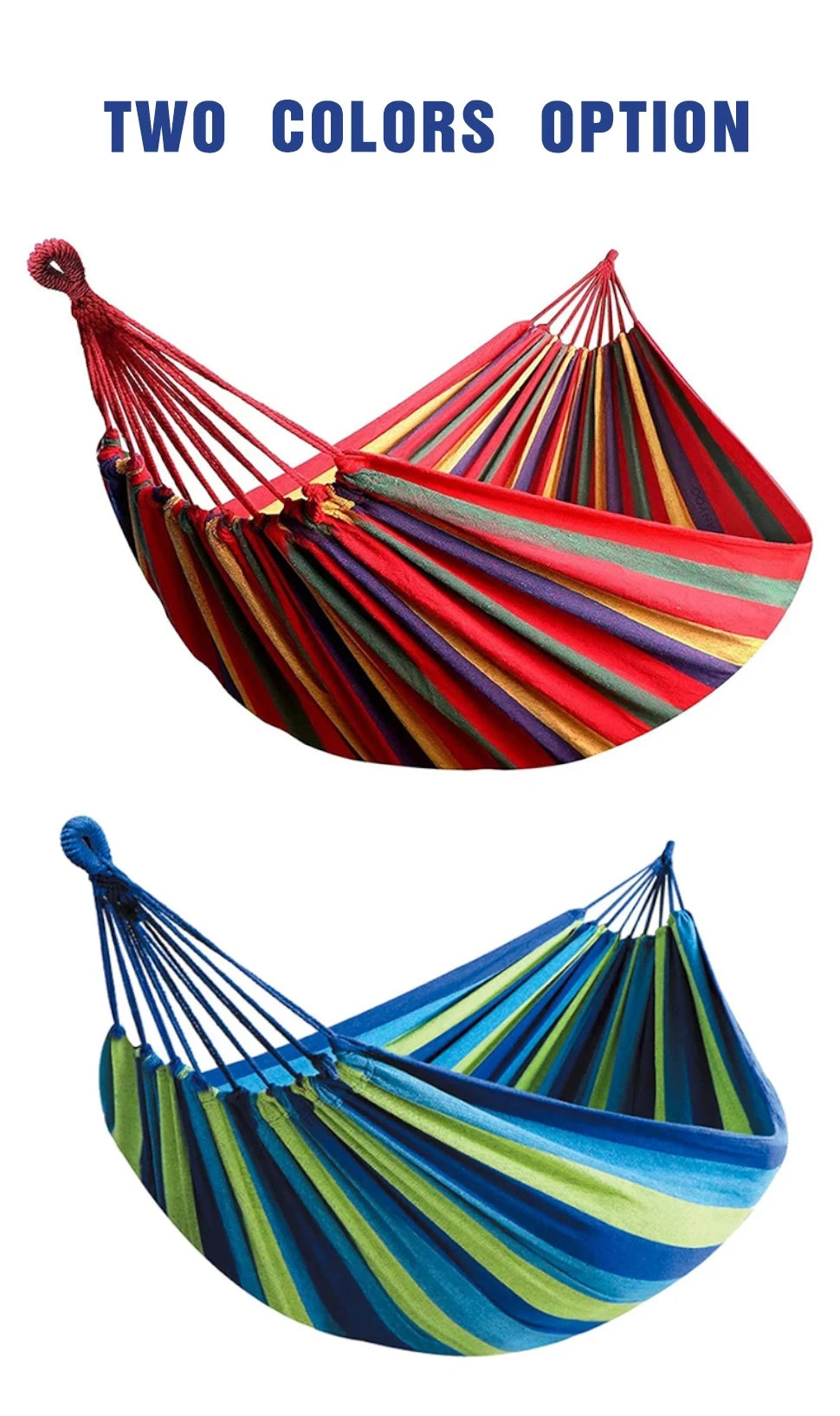 1pc Outdoor Canvas Hammock Camping Swing Hammock with Tree Ropes Load-bearing Up to 200kg Perfect for Garden Patio Backyard