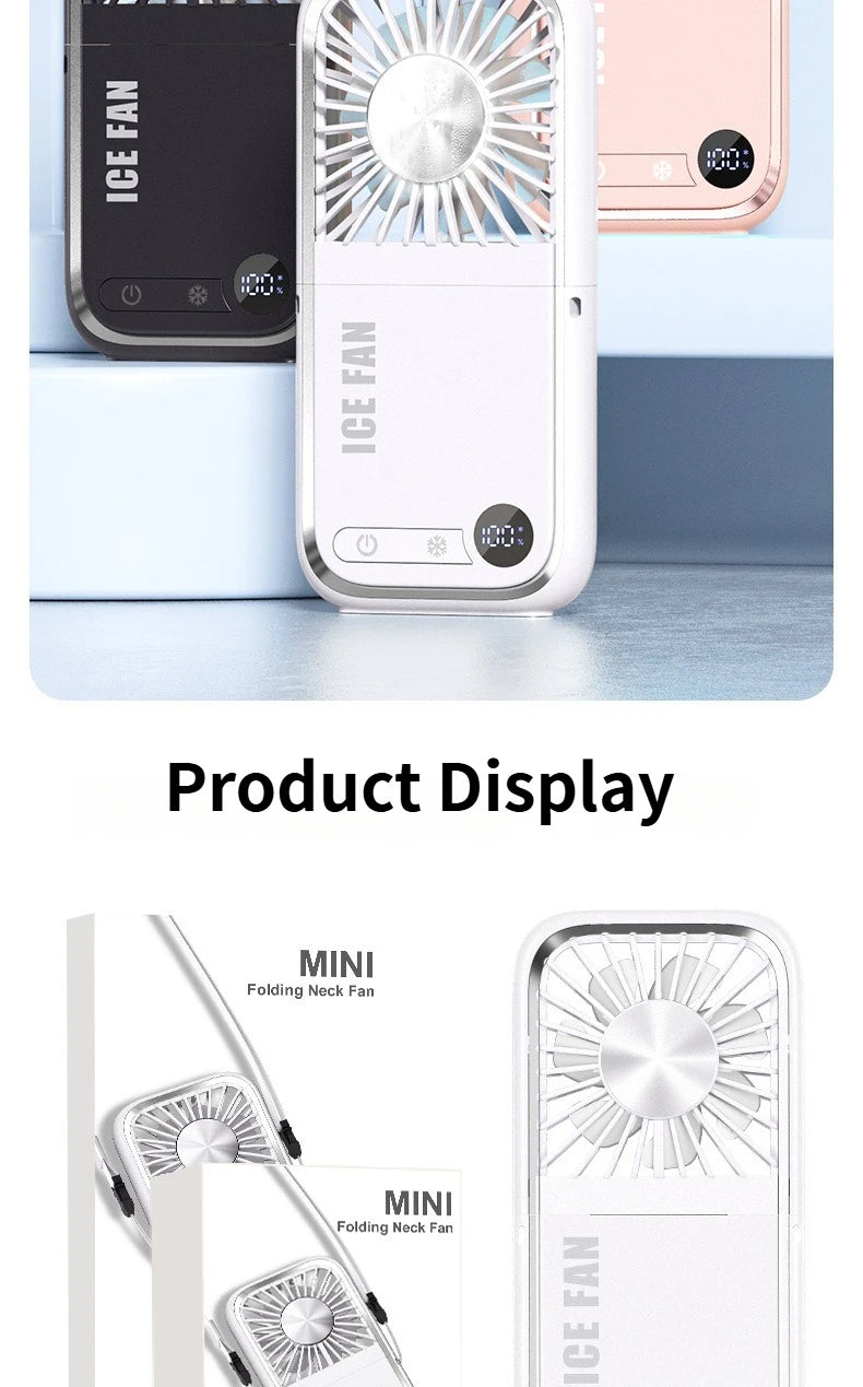 2025 Compact Foldable Fan - Handheld Ice Cooling Fan with Built-In Power Bank for Home, Office, and Dorm