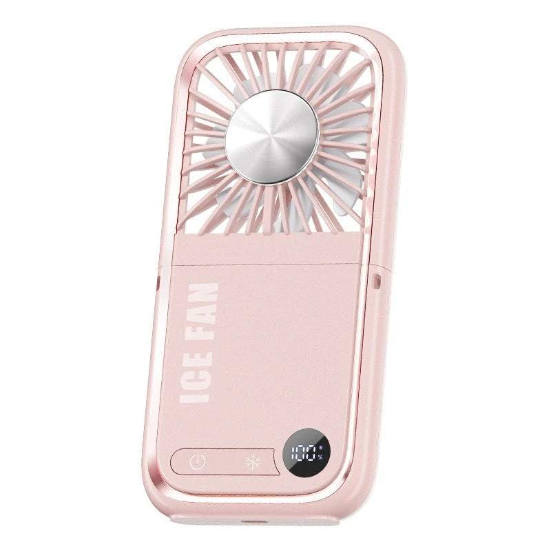 2025 Compact Foldable Fan - Handheld Ice Cooling Fan with Built-In Power Bank for Home, Office, and Dorm