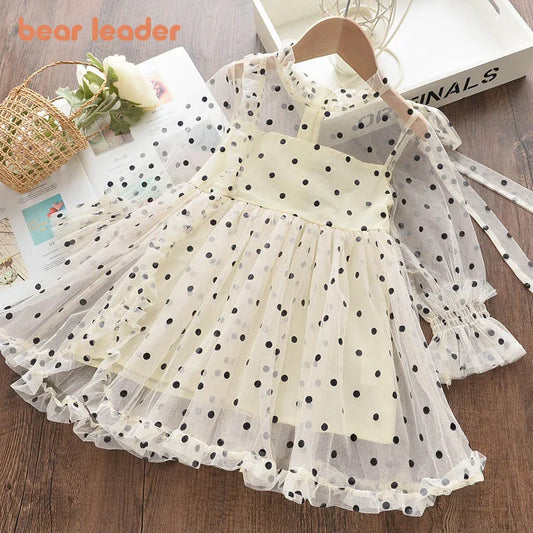 Bear Leader Girls Dress Autumn 2022 Girls Clothes Long Sleeves Cartoon Embroidery Female Children's Cake Dresses Kids Clothing