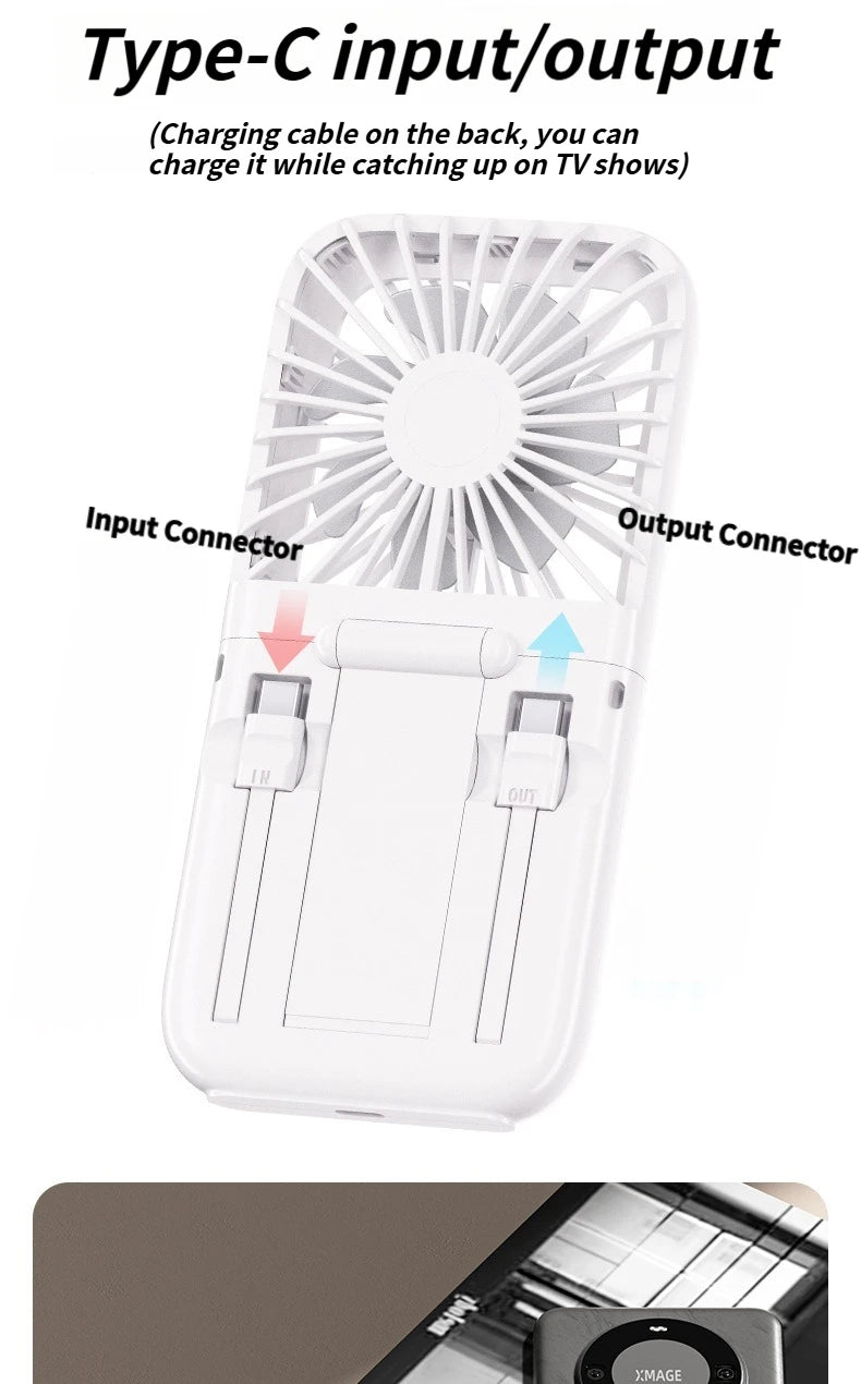 2025 Compact Foldable Fan - Handheld Ice Cooling Fan with Built-In Power Bank for Home, Office, and Dorm